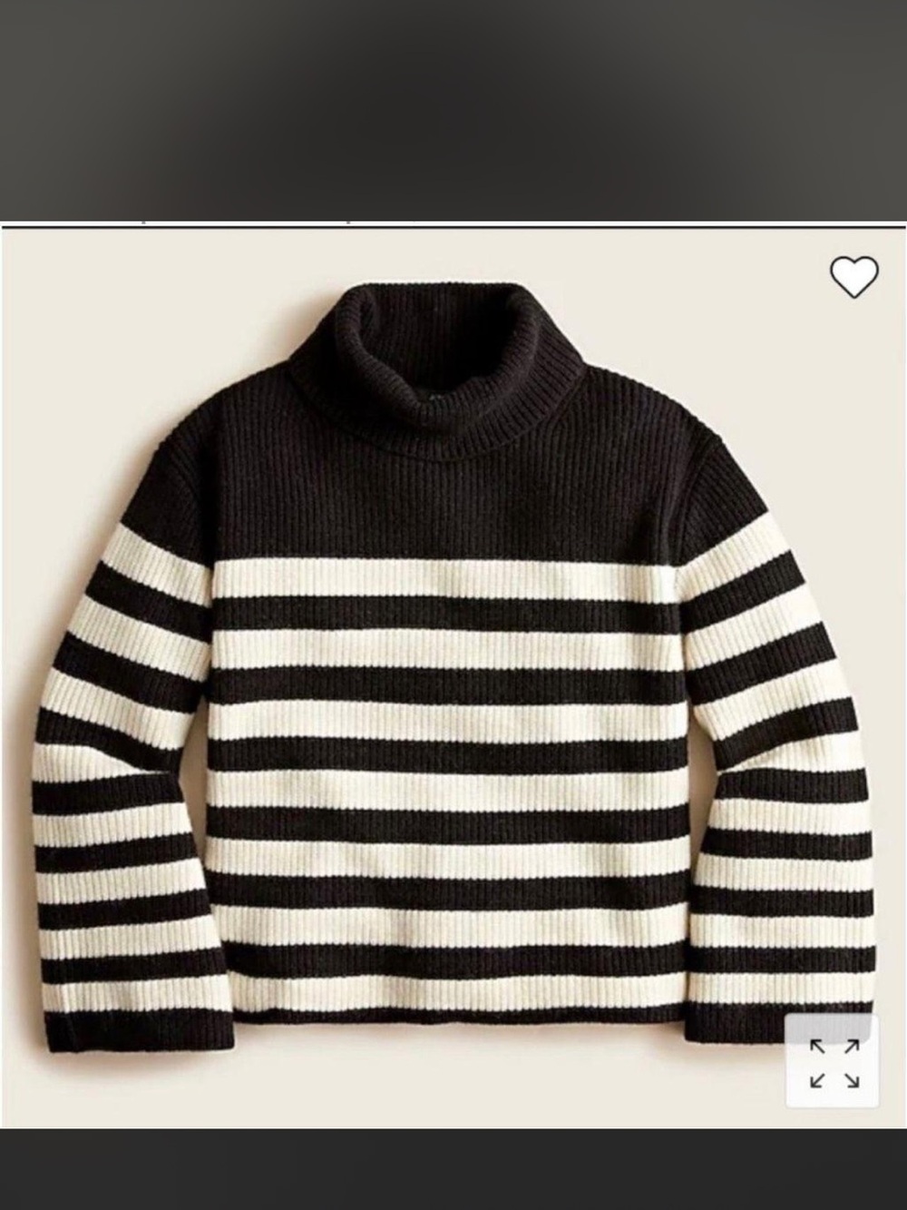 J. Crew Black and White Striped Turtleneck Sweater